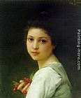 Charles Amable Lenoir Portrait of a young girl with cherries painting